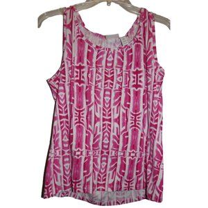 Women's Pink and White Tank Top, Large, Chico's Brand